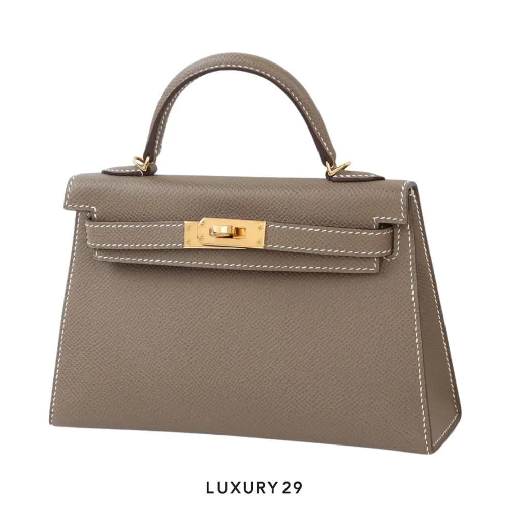 Hermes Sac Kelly II Sellier Mini Veau Epsom Etoupe / B Stamp (2023)(Mini, Brown)