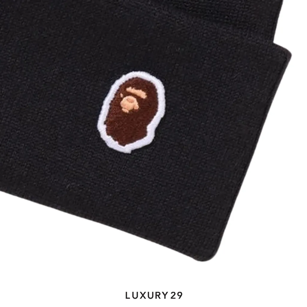 A Bathing Ape Men's Goods APE HEAD ONE POINT KNIT CAP Black(Free Size, Black)