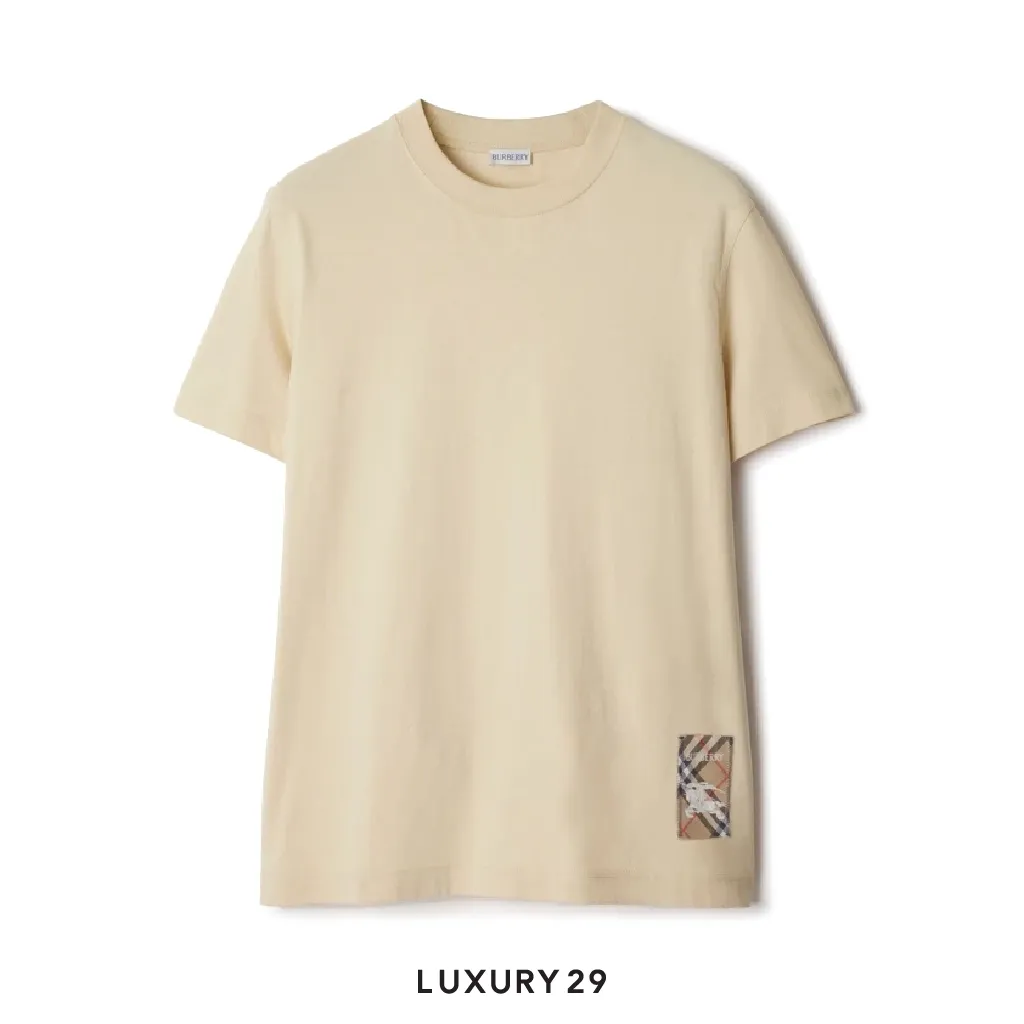 Burberry Check Label Cotton T-shirt Nutmeg(S, Neutrals)