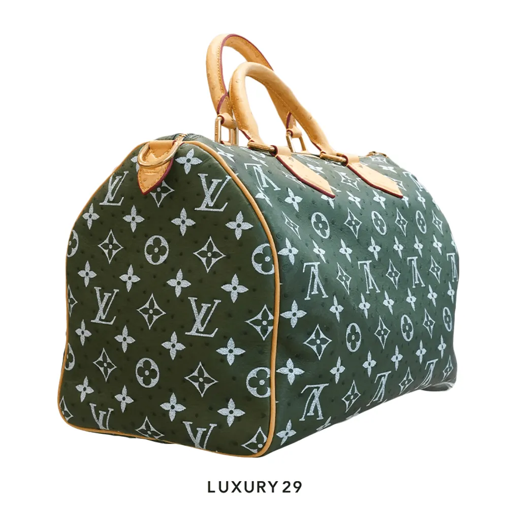 Louis Vuitton LV Speedy P9 Bandouliere 40 Ostrich Bag(Maxi, Green)