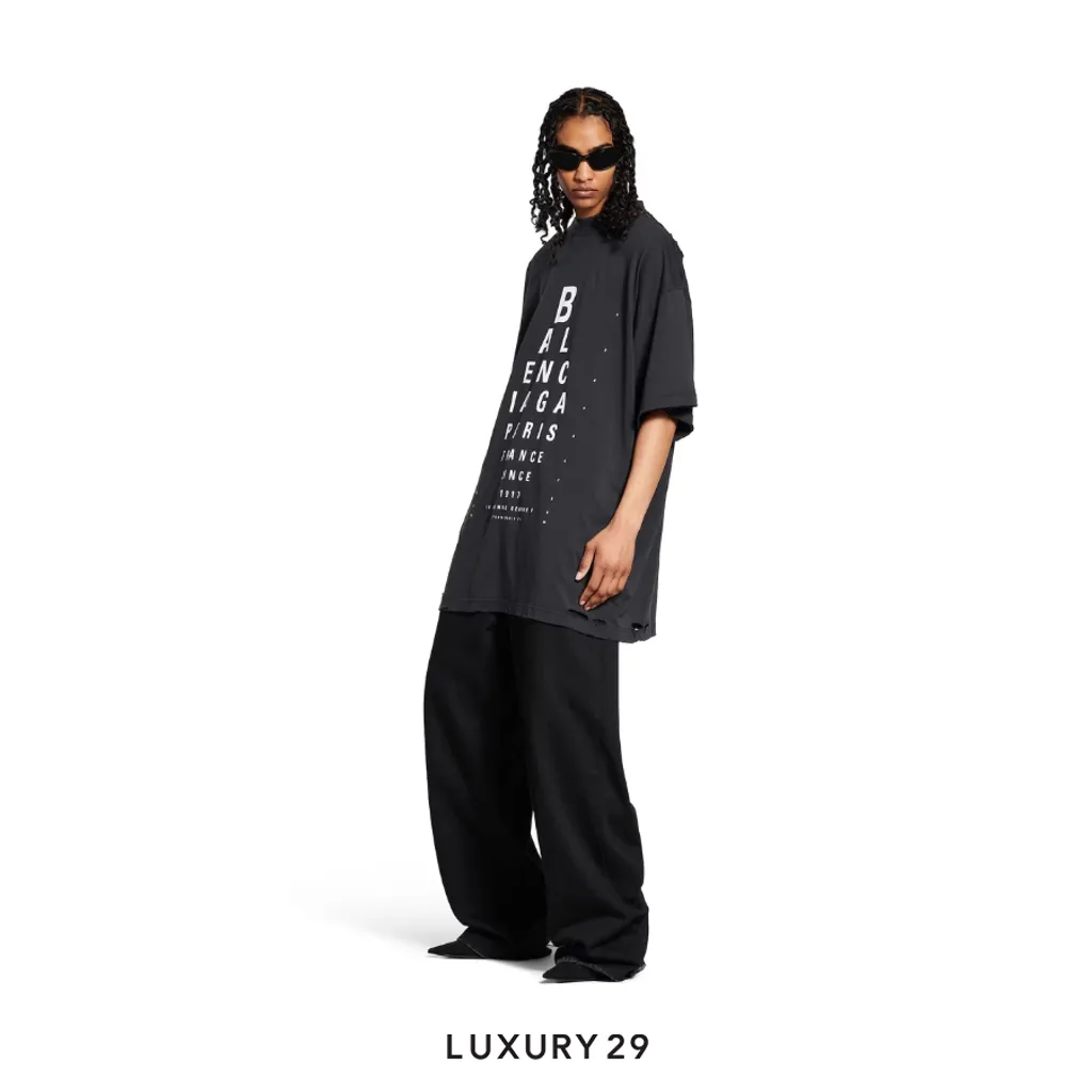 Balenciaga Women's Optical T-shirt Oversized in Black/white(S, Black)