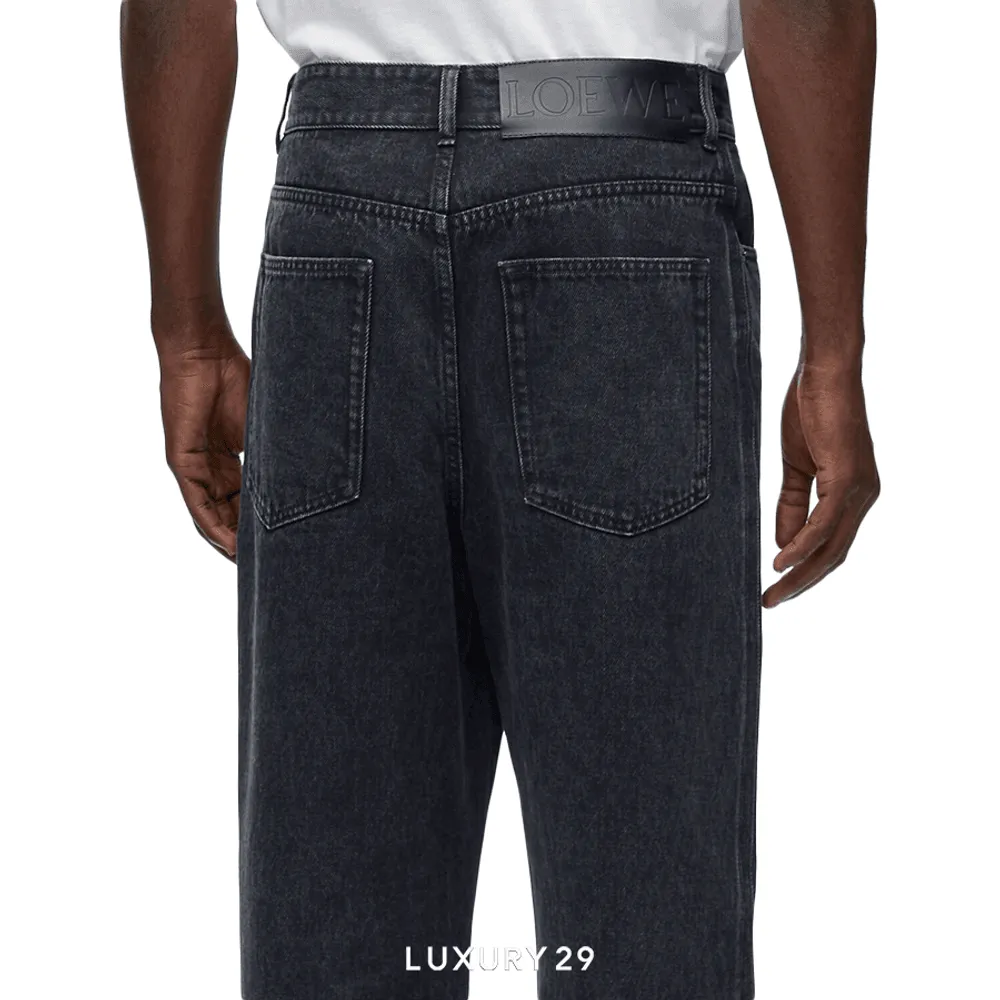 Loewe Anagram Baggy Jeans in Denim Black(34, Black)