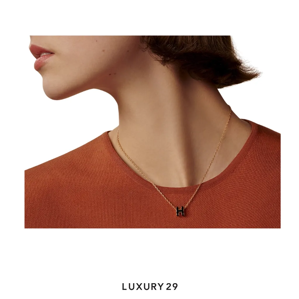 ★Hermes★(W) Mini Pop H Pendant★Rose Gold & Noir (人気) Hermes Mini Pop H Pendant Rose Gold Plated Noir