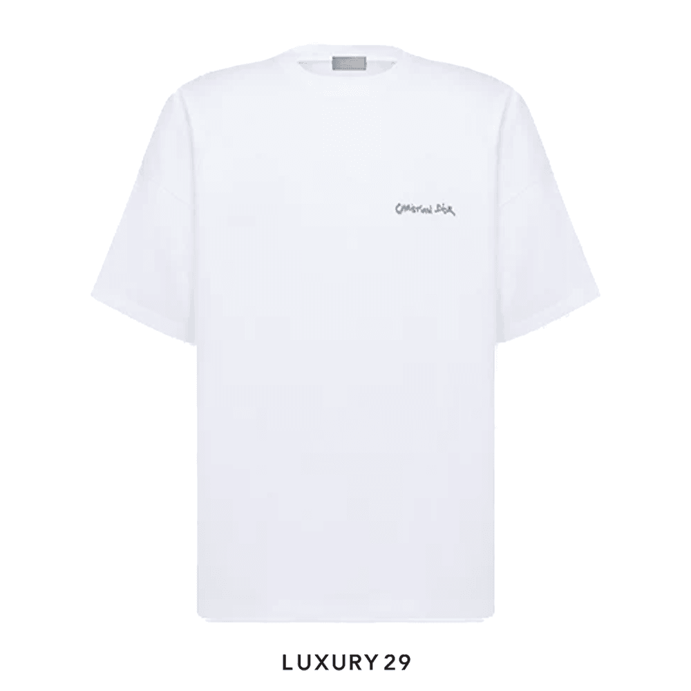 Dior Tag T-shirt, Relaxed Fit White Cotton Jersey(S, White)