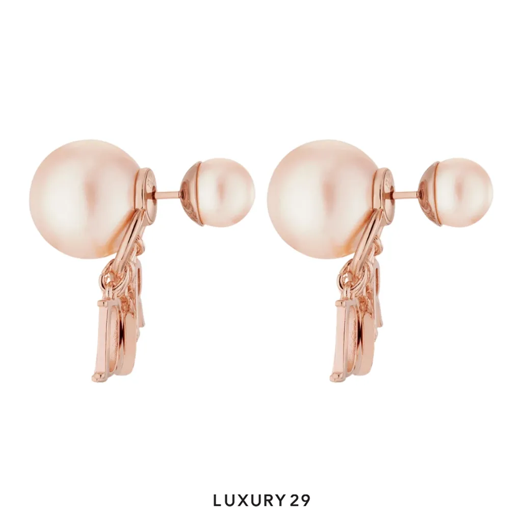 Dior Tribales Earrings Pink-Finish Metal with Pink Resin Pearls and Crystals(Free Size, Pink)