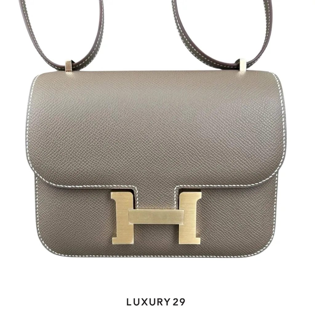 Hermes SAC Constance III Mini Miroir Veau Epsom 18 Etoupe Gold Hardware(Mini, Brown)