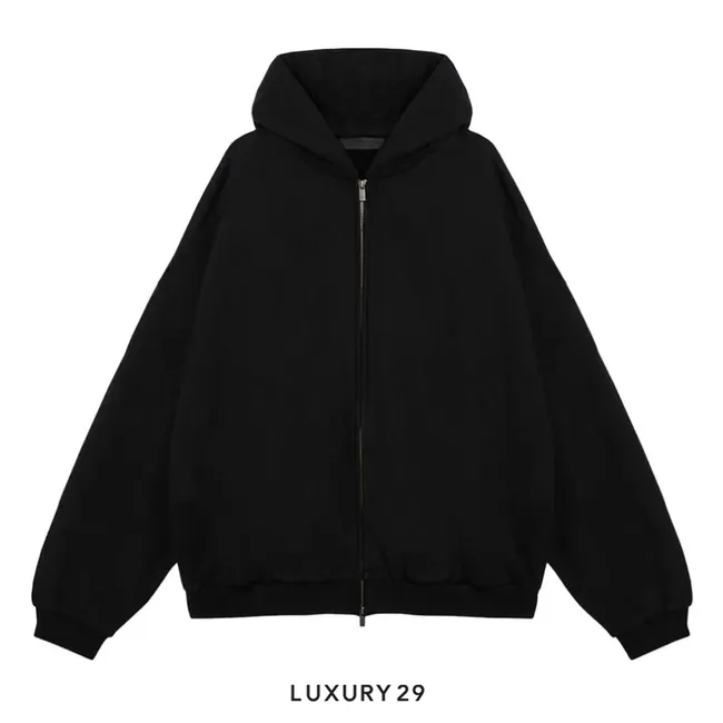 Essentials Fear Of God Heavy Fleece zip Hoodie Black  (FW24)