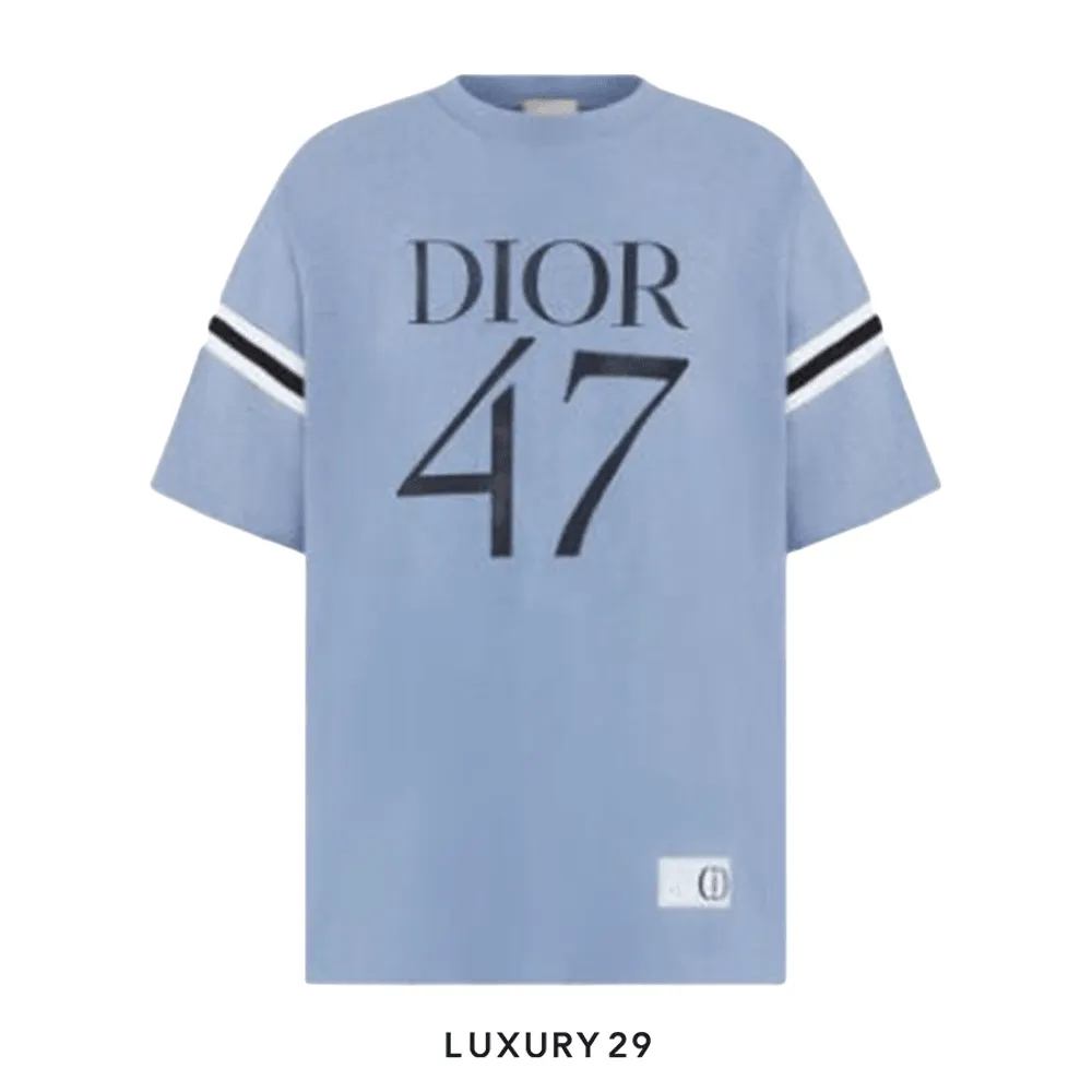 Dior Oversized T-Shirt Navy Blue Slub Cotton Jersey(M, Blue)
