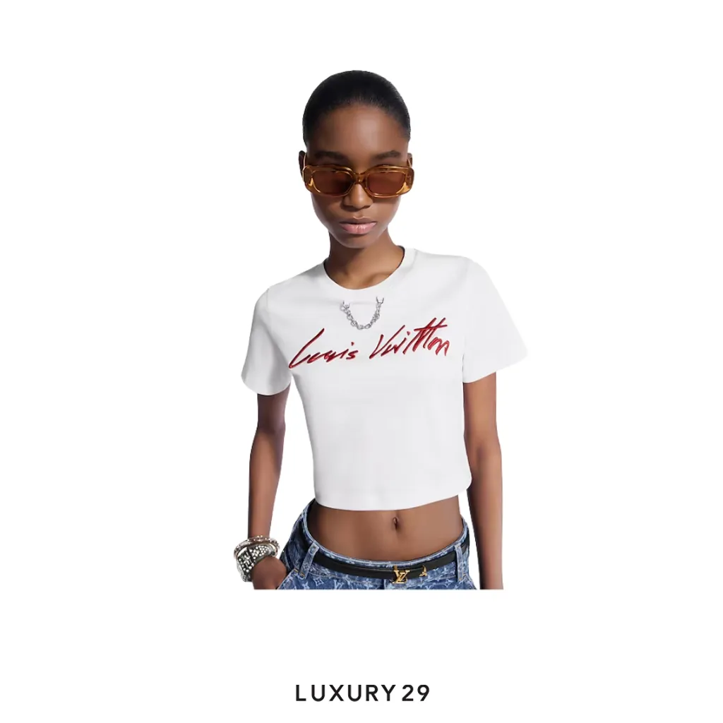 Louis Vuitton LV Cursive Signature Crop Top White(XS, White)