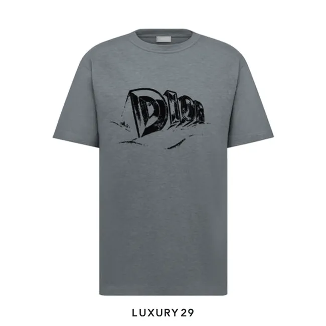 Dior Relaxed-Fit T-Shirt Gray Slub Cotton Jersey