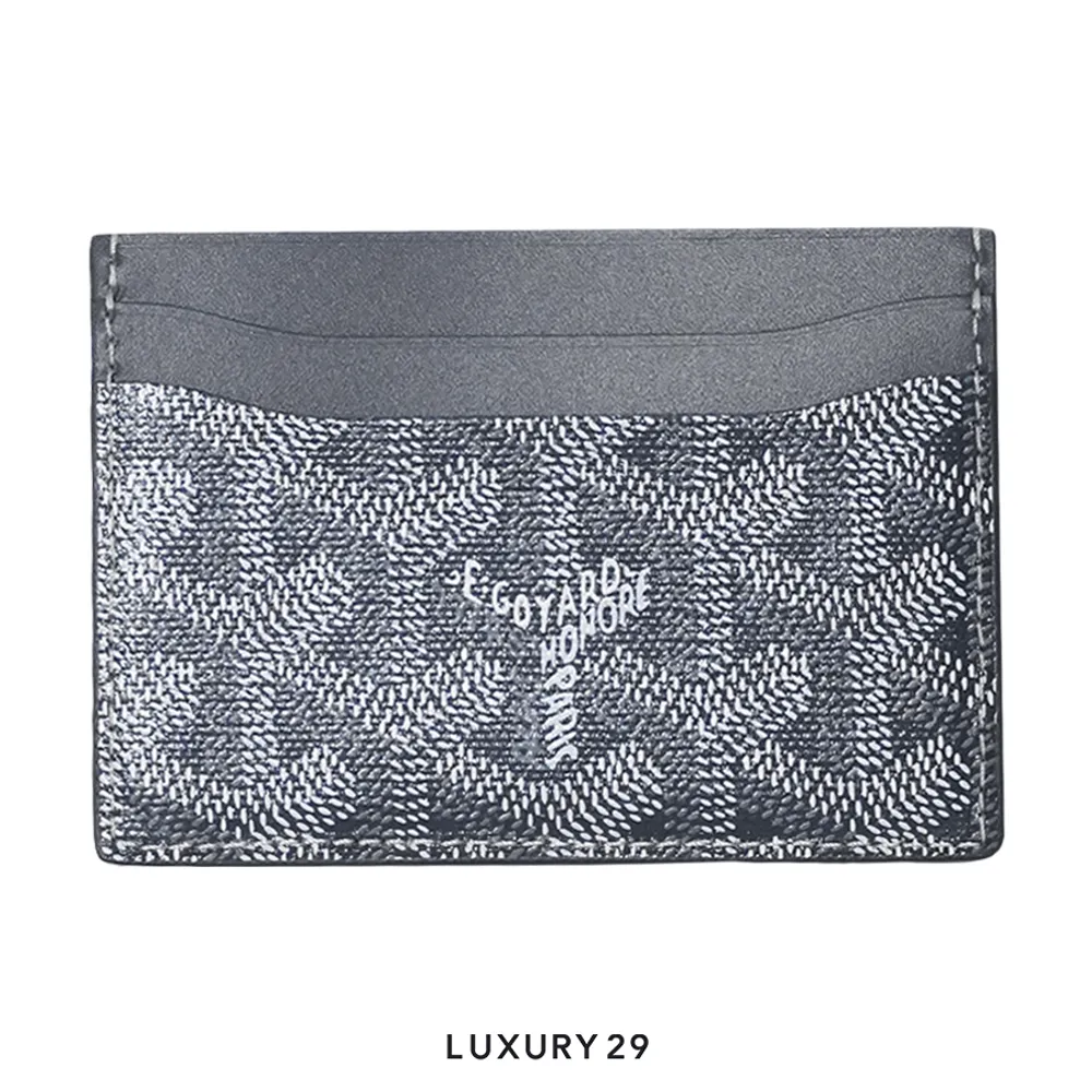 Goyard Saint-Sulpice Card Wallet Grey Hand-Painted Heart Green(Small, Grey)