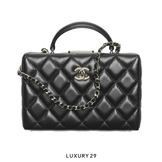 Chanel Lambskin Quilted Box Bag Small Light Gold Hardware