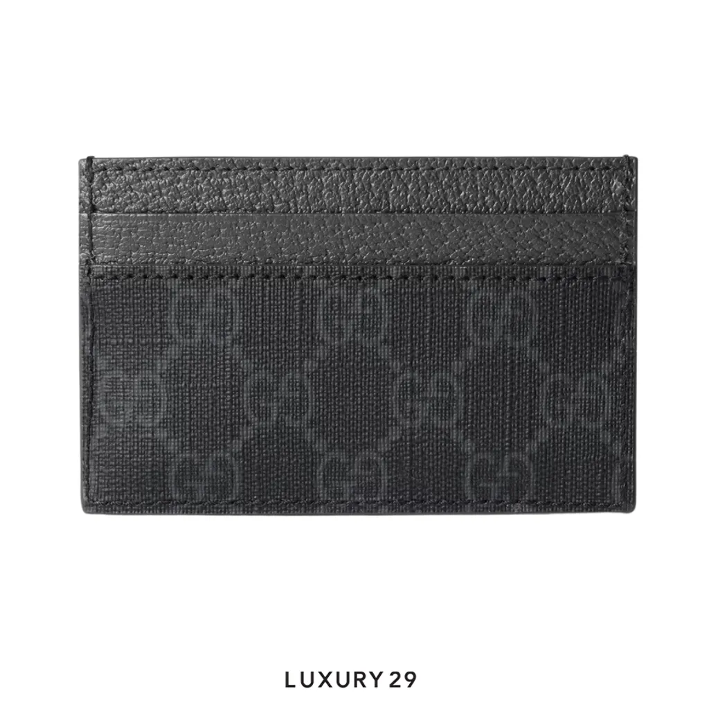 Gucci GG Grey trim GG card case Black(Small, Black)