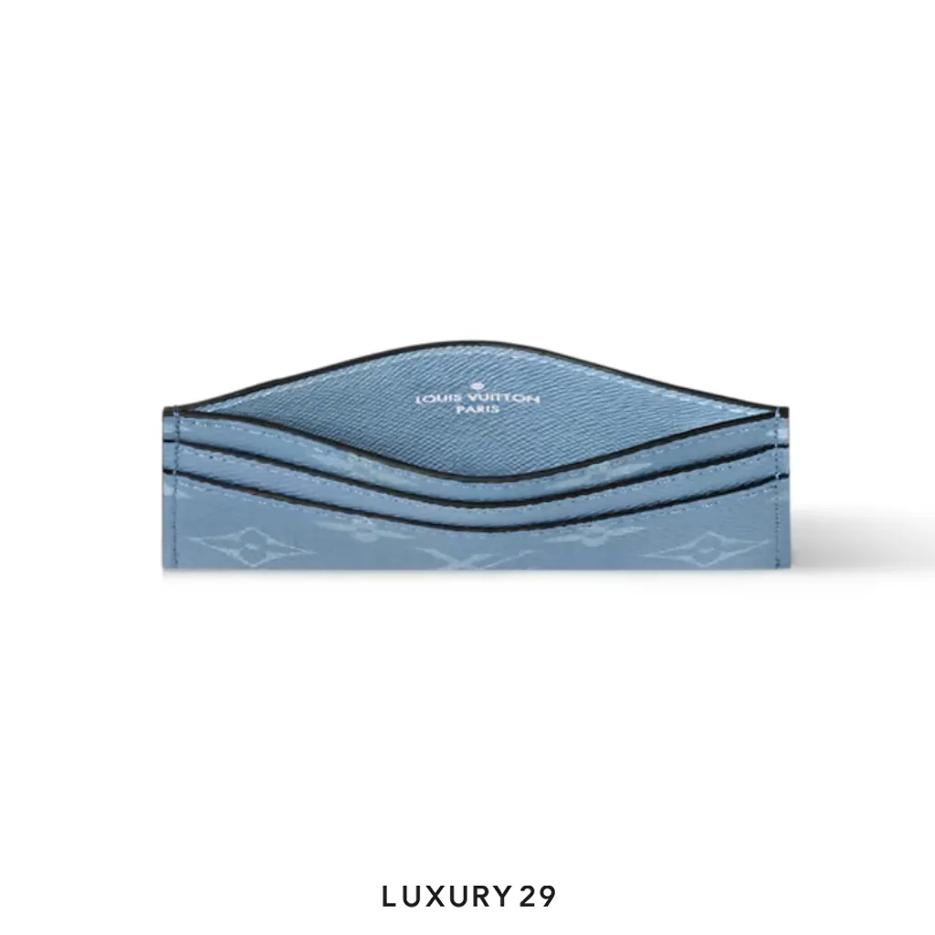 送料込◆希少品【LOUIS VUITTON】ダブルカードホルダー Sky Blue Louis Vuitton LV Double Card Holder Monogram coated canvas