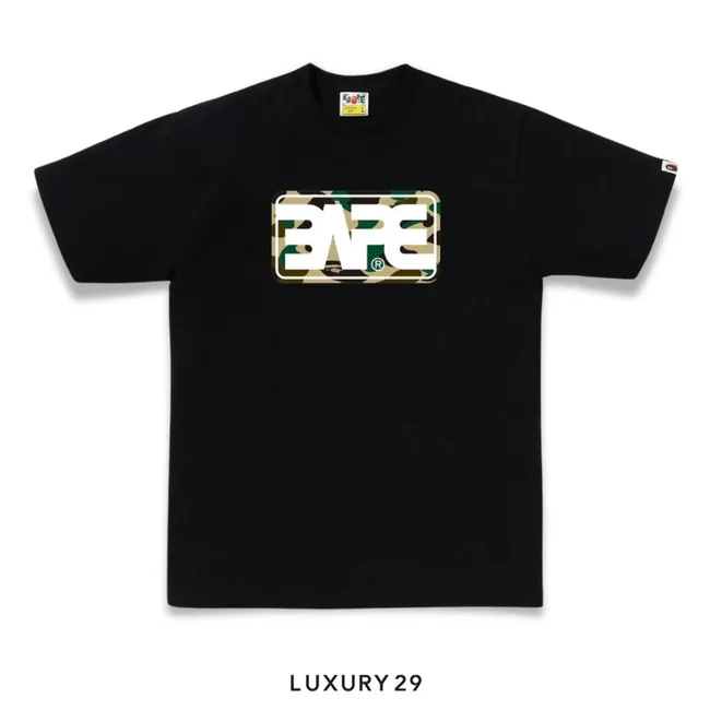A Bathing Ape 1ST CAMO BAPE ROUND BOX LOGO TEE Black