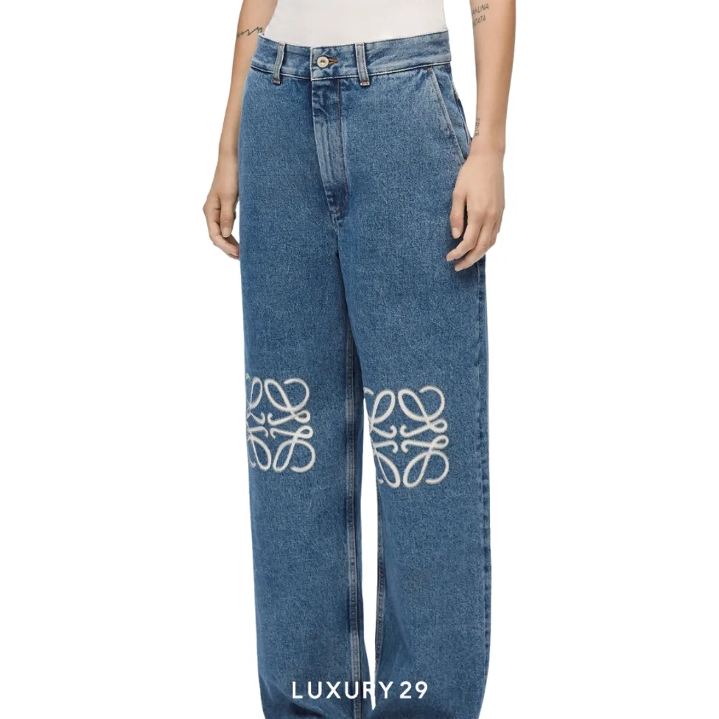 LOEWE Anagram baggy jeans(40, Blue)