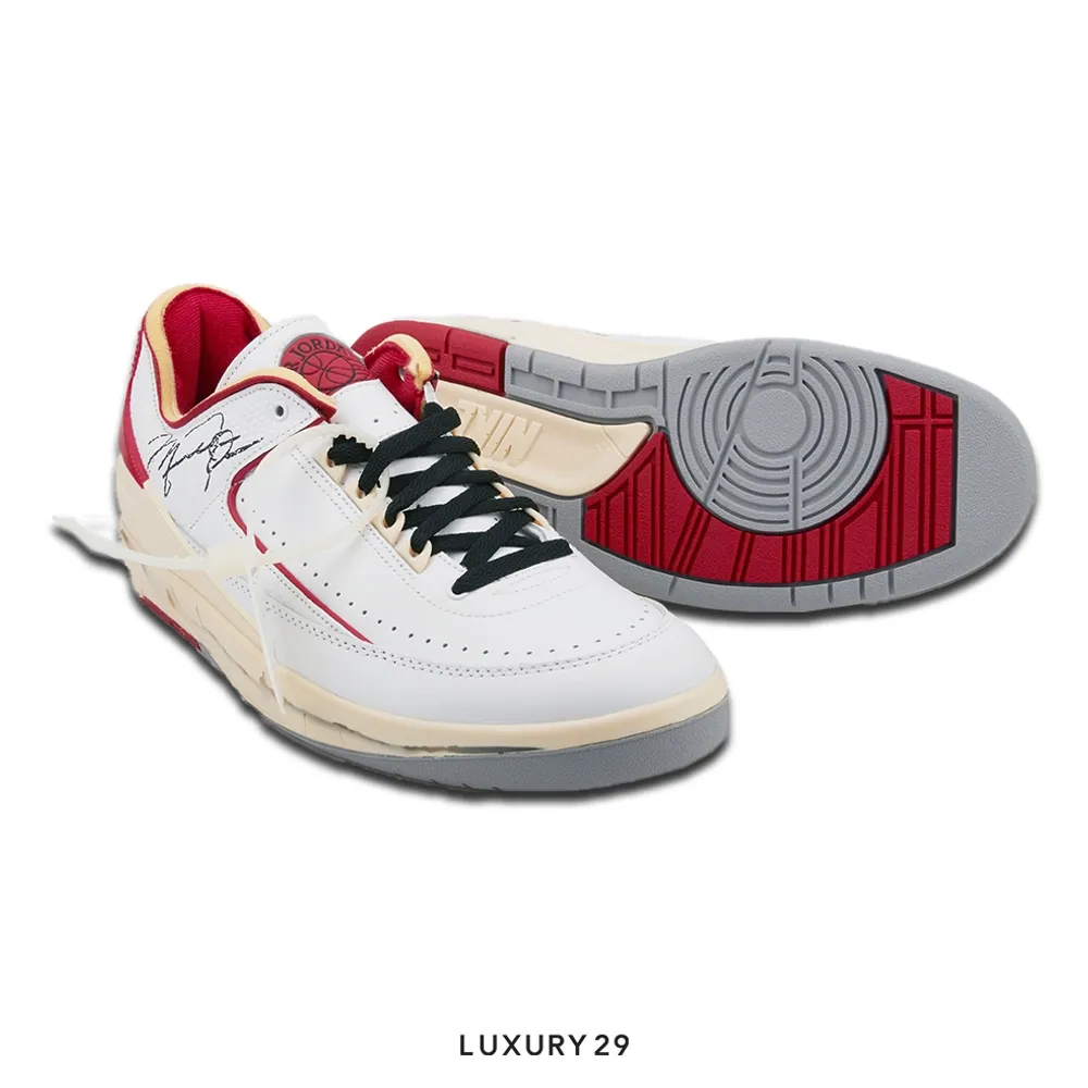 Nike Jordan 2 Retro Low SP Off-White White Red(45, White)