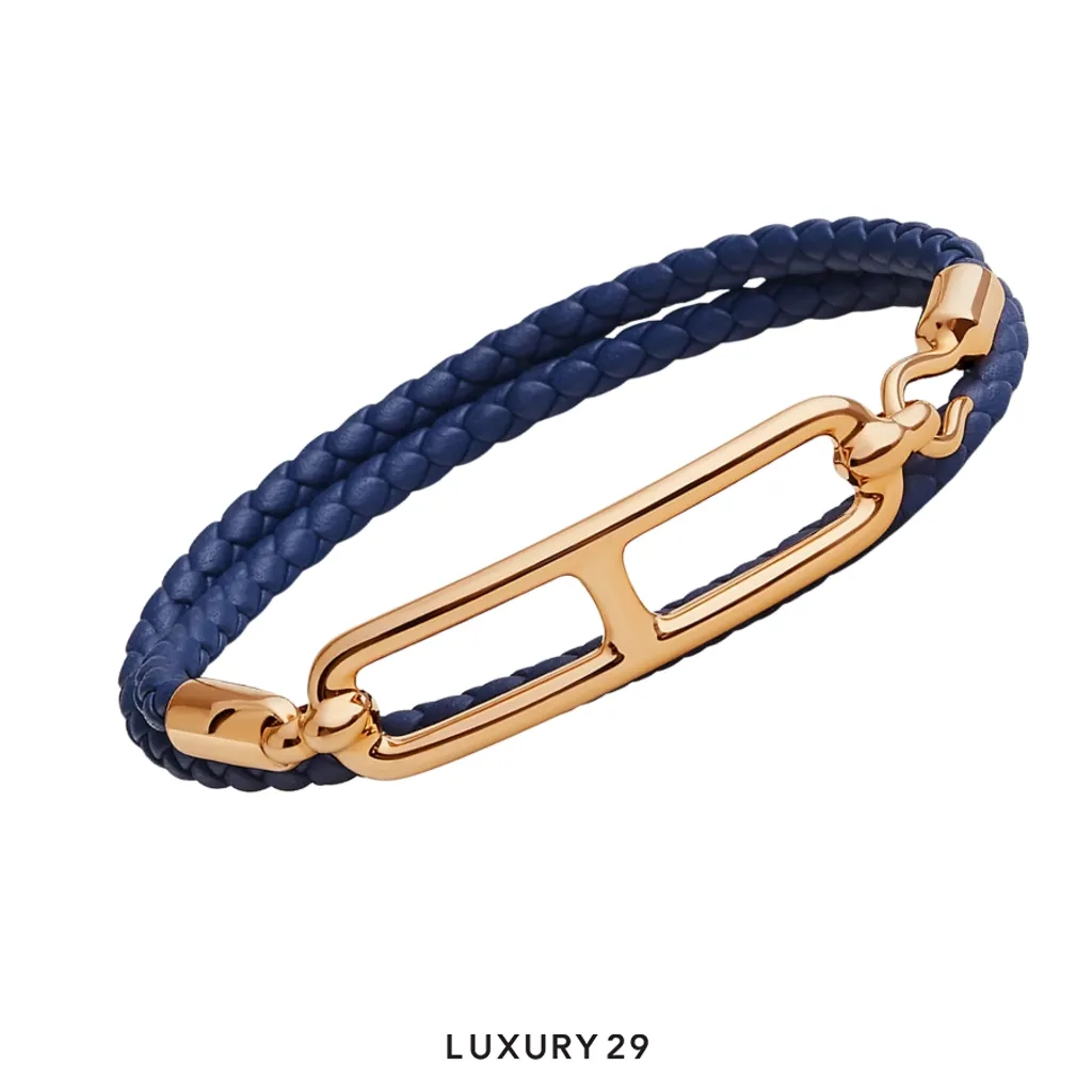 Hermes Roulis Double Tour bracelet bleu saphir(Small, Blue)