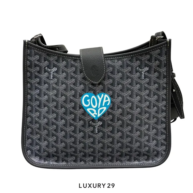 Goyard Musette bag Grey Hand-Painted Lucky Clover Turquoise