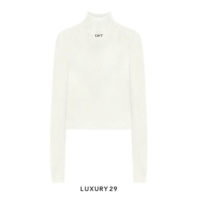 Off-White White openwork jumper with logo