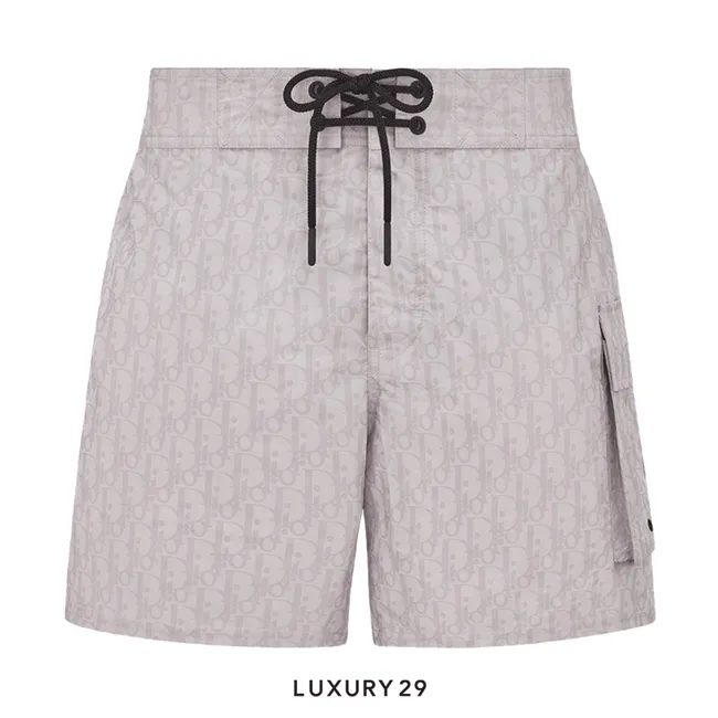 Dior Oblique Swim Shorts Pearl-Colored Technical Fabric