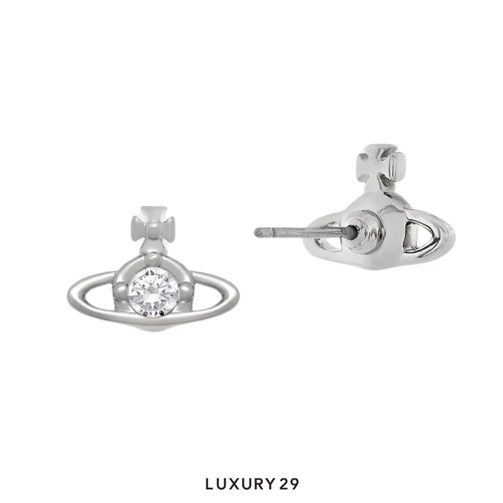 Vivienne Westwood Nano Solitaire Earrings Platinum/Crystal(Free Size, Silver)