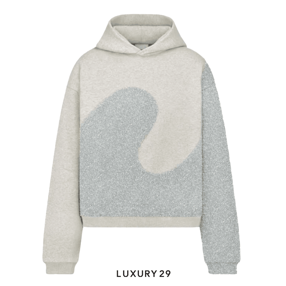 Dior by ERL Hooded Sweatshirt, Relaxed Fit Sweatshirt Gray Heathered Cotton Fleece(S, Grey)