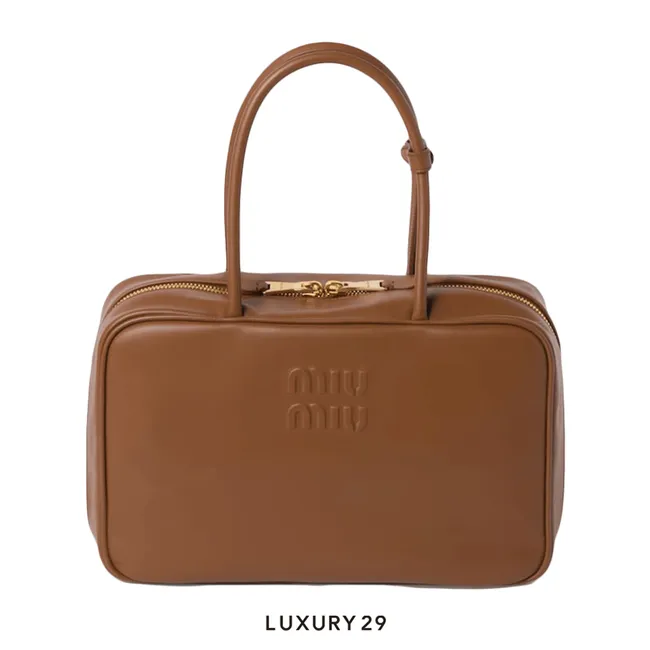 Miu Miu Leather Beau Bag Cognac