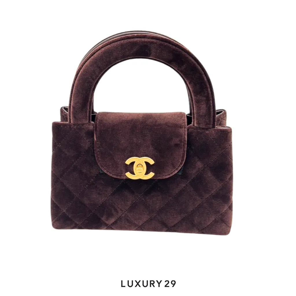Chanel Mini Shopping Bag Red Velvet(Mini, Brown)