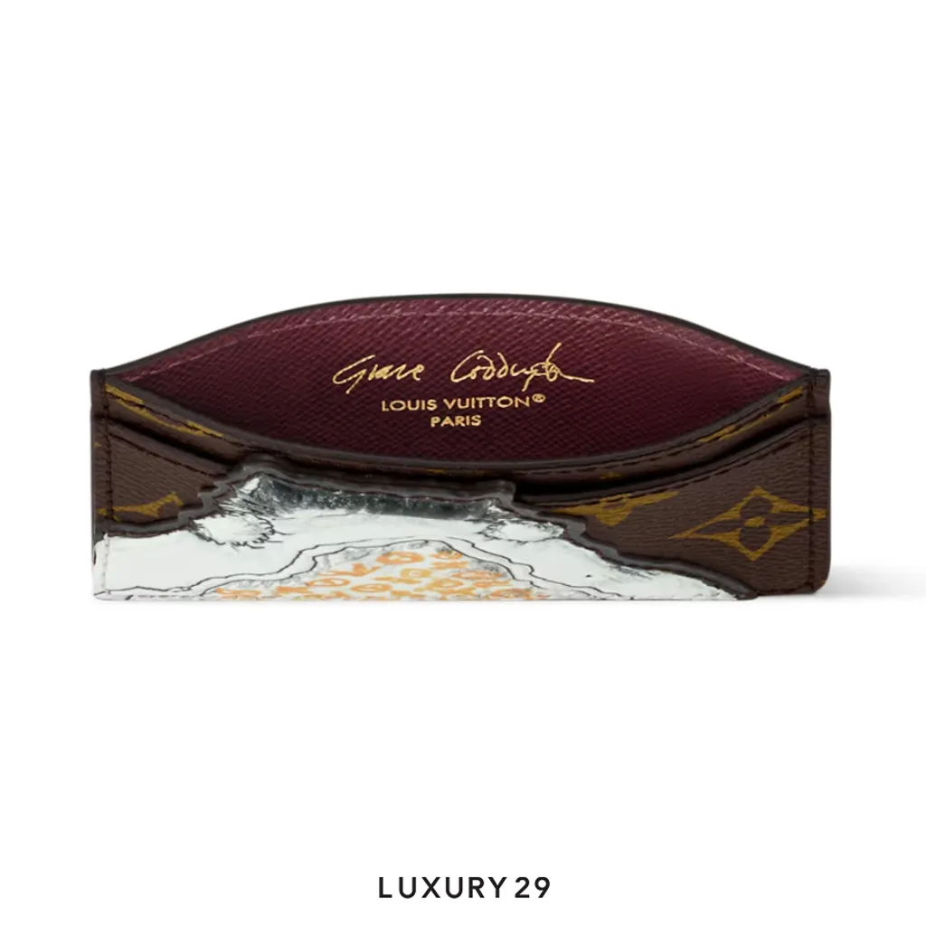 Louis Vuitton LV Cat Nap Card Holder Decorated with cowhide leather(Small, Brown)