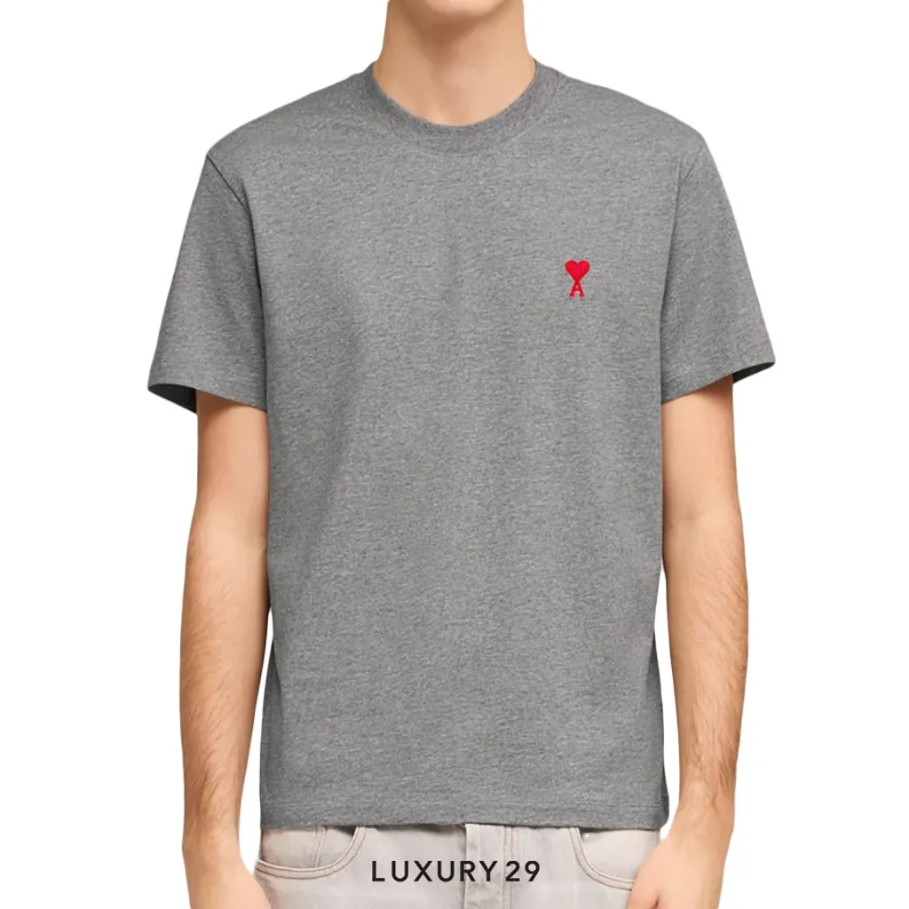 AMI DE COEUR RED T-SHIRT HEATHER GREY(Grey, S)