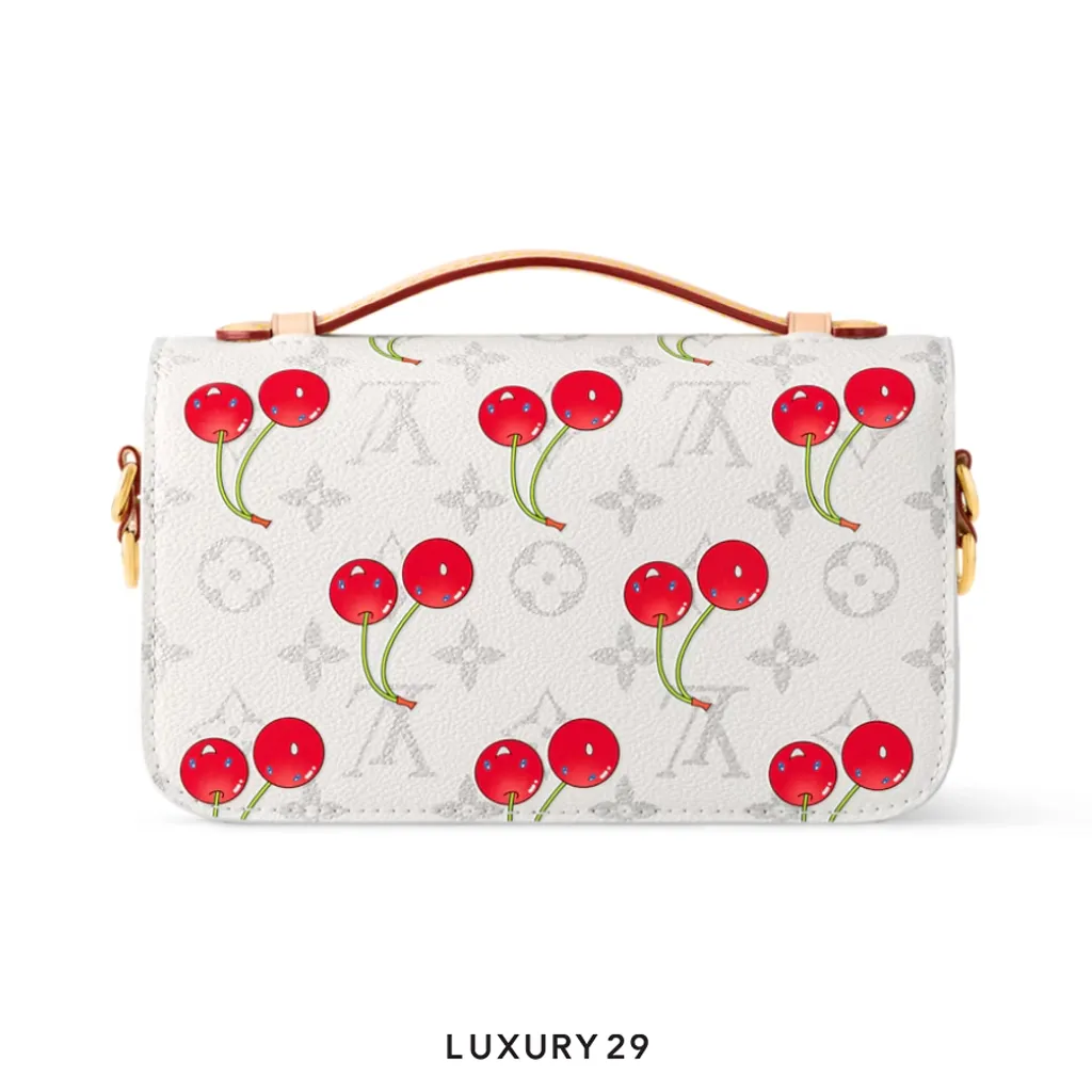 Louis Vuitton LV x TM - Pochette Metis East West Bag Monogram cherry canvas White(Small, White)