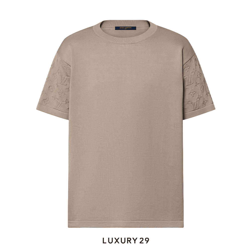 Louis Vuitton LV Short-Sleeved Cotton Crewneck Biege(M, Brown)