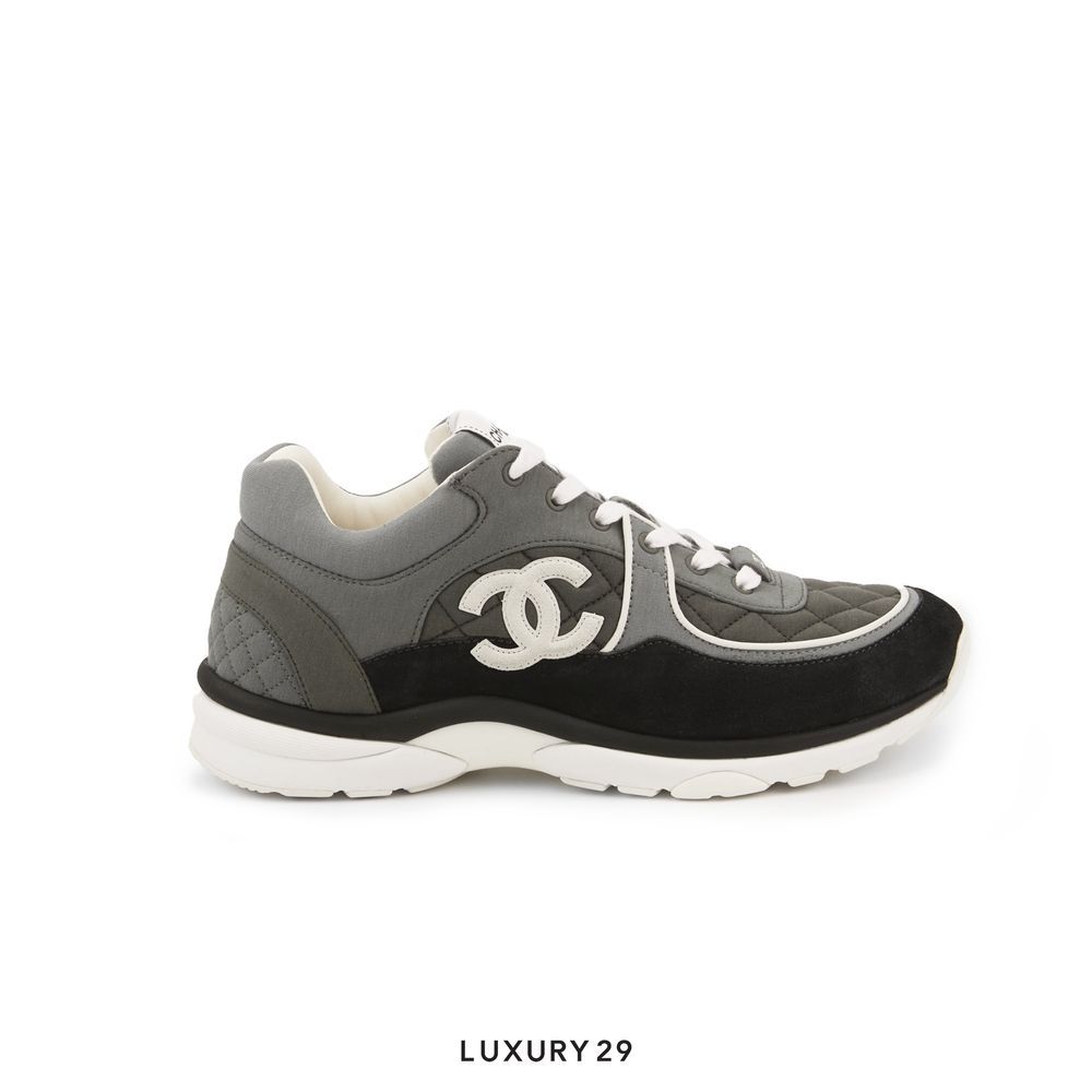 Chanel Trainers Fabric & Suede Calfskin Dark Grey(43, Grey)