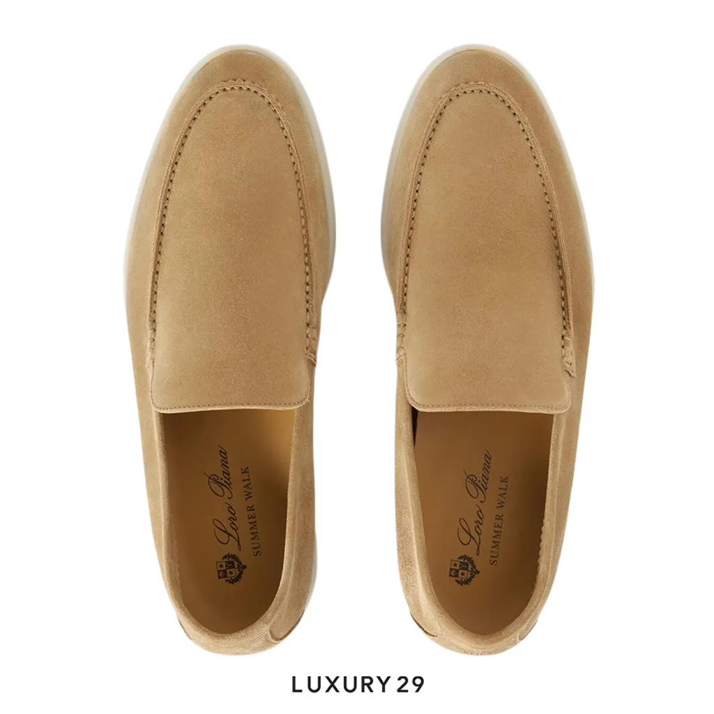 Loro Piana Summer Walk Loafer Suede Light Wood Smoke(42, Brown)