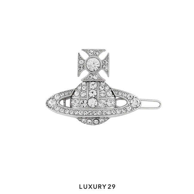 Vivienne Westwood Corinne Hair Clip Platinum/ Crystal