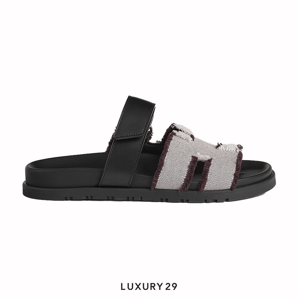 Hermes Chypre sandal Prunoir / Noir(39.5, Multicolour)