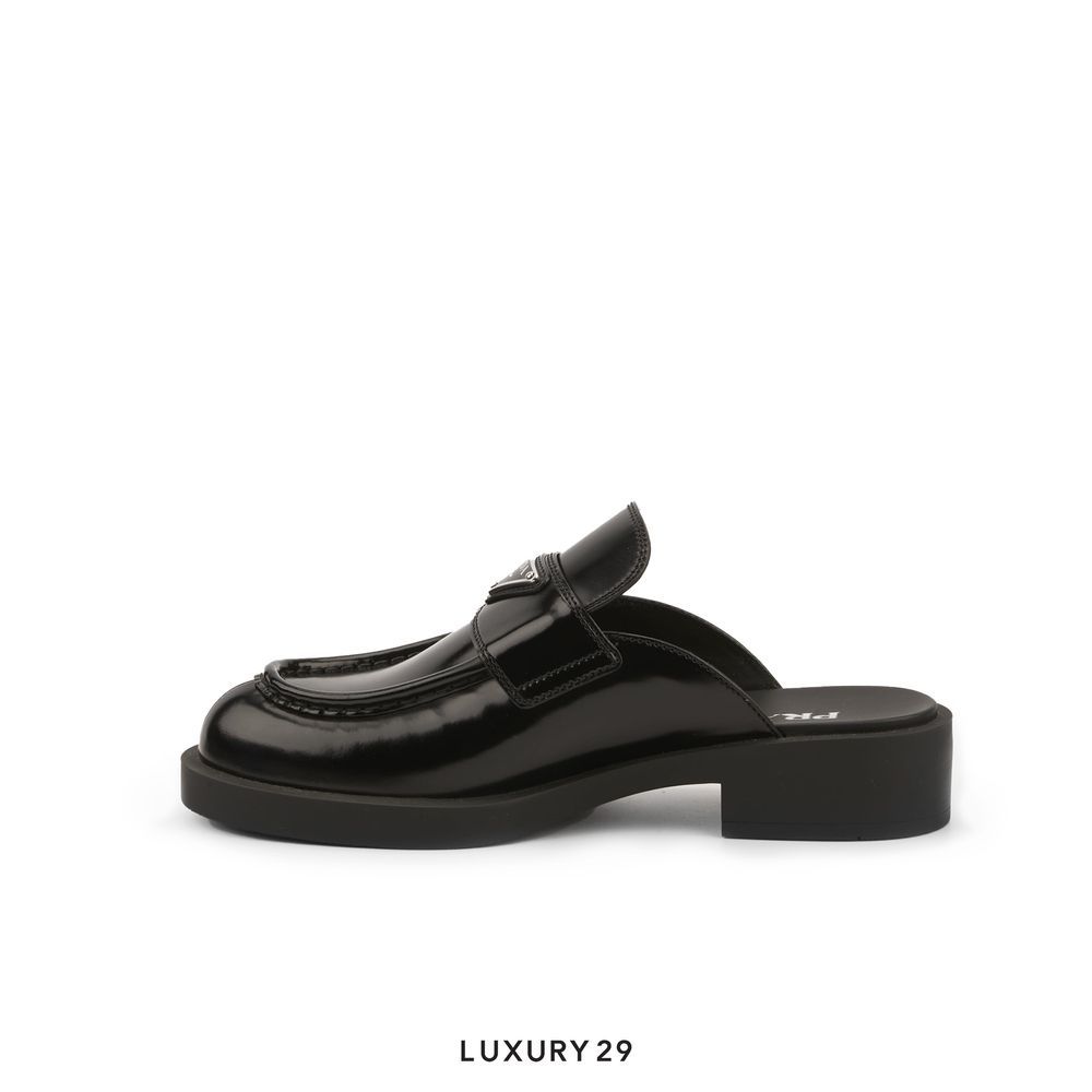 Prada 40mm Mule Black Brushed Leather