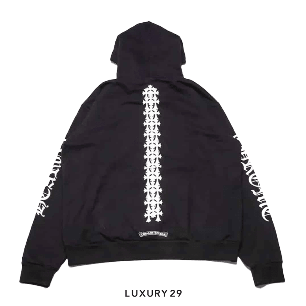 関税込 Chrome Hearts Spinal Cross Hooded Sweatshirt Chrome Hearts Spinal Cross Patch Cashmere Quarter Zip Hoodie