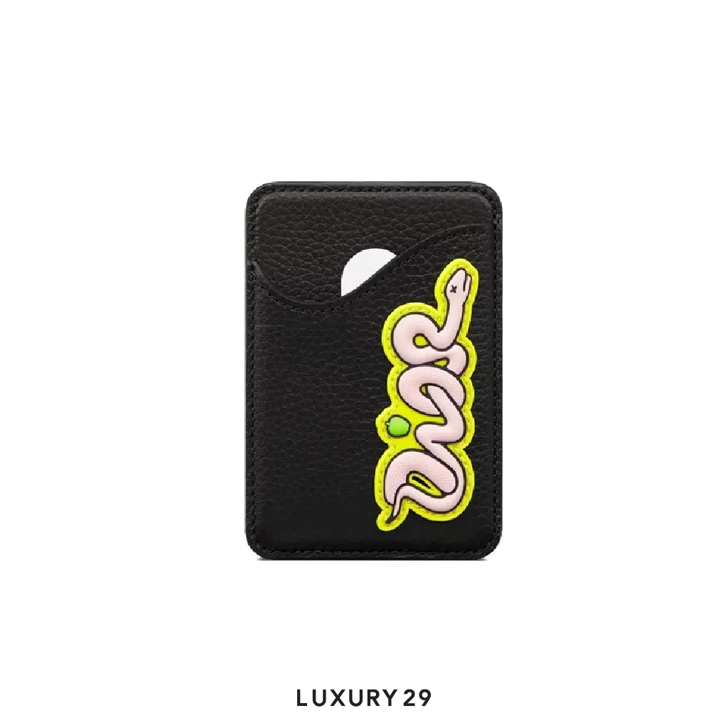 DIOR AND KAWS Saddle Magnetic Card Holder Yellow/Black(Small, Black)