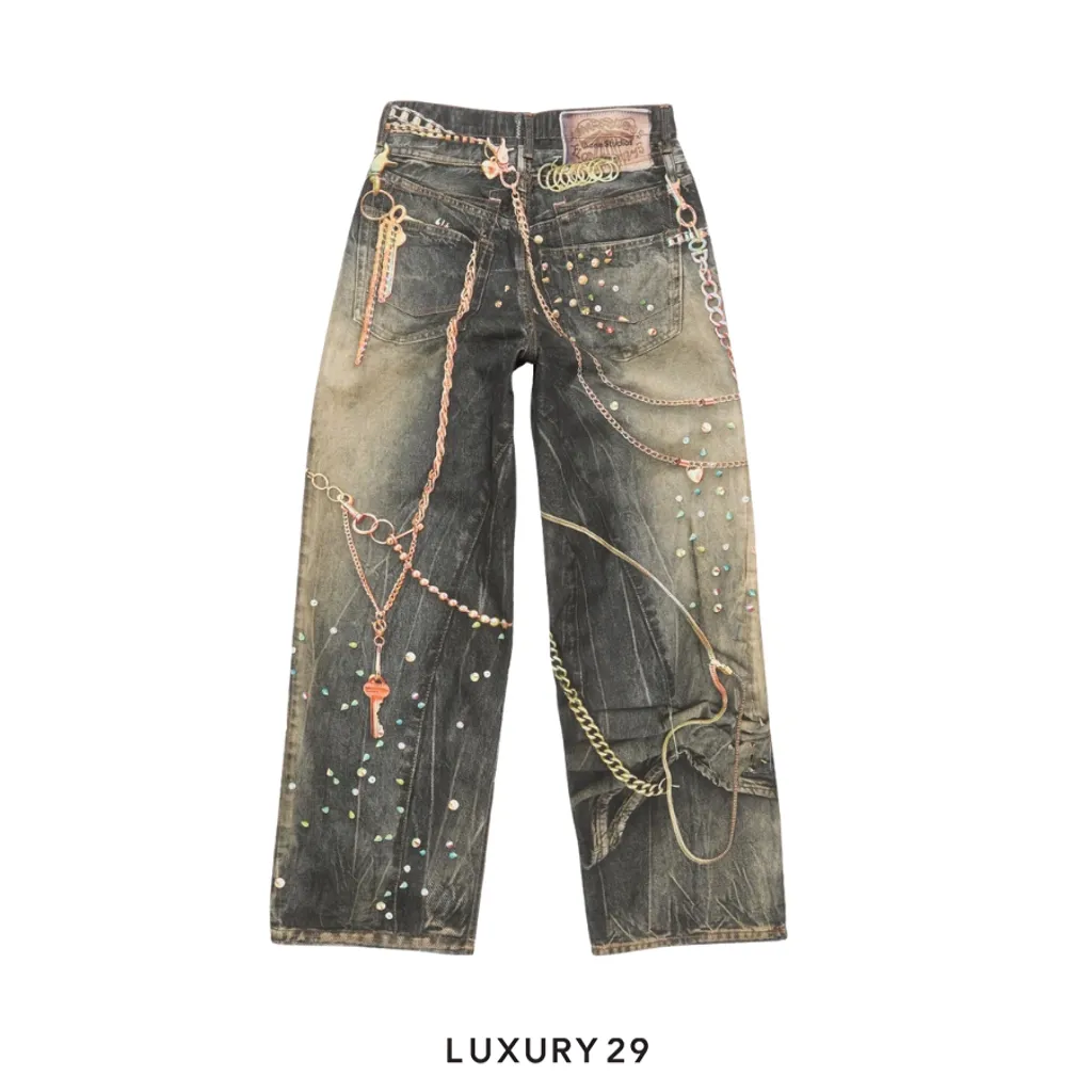 Acne Studios trompe-loeil jeans - Loose fit Black/Multicolour(XXS/XXS, Black)