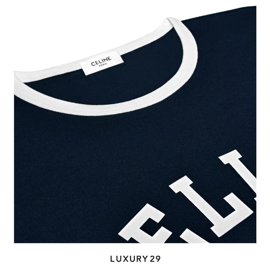 Celine blason 70s t-shirt in cotton jersey Navy(XS, Blue)