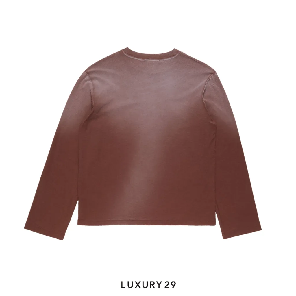 Acne Studios Sprayed 1996 logo t-shirt L/S Cotton Chocolate brown(XS/XXS, Brown)