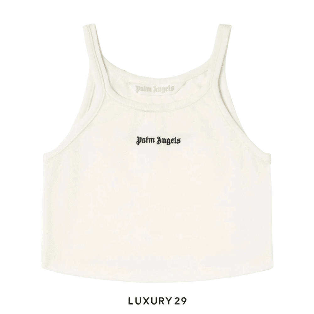 Palm Angels logo-print cotton tank top off-white/black(XS, White)