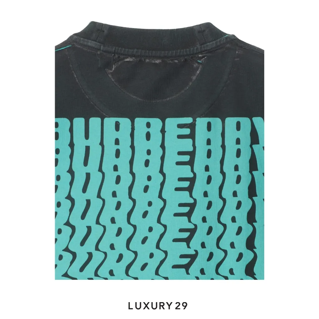 Burberry Warped Logo Cotton T-shirt in Atom Blue(S, Black)