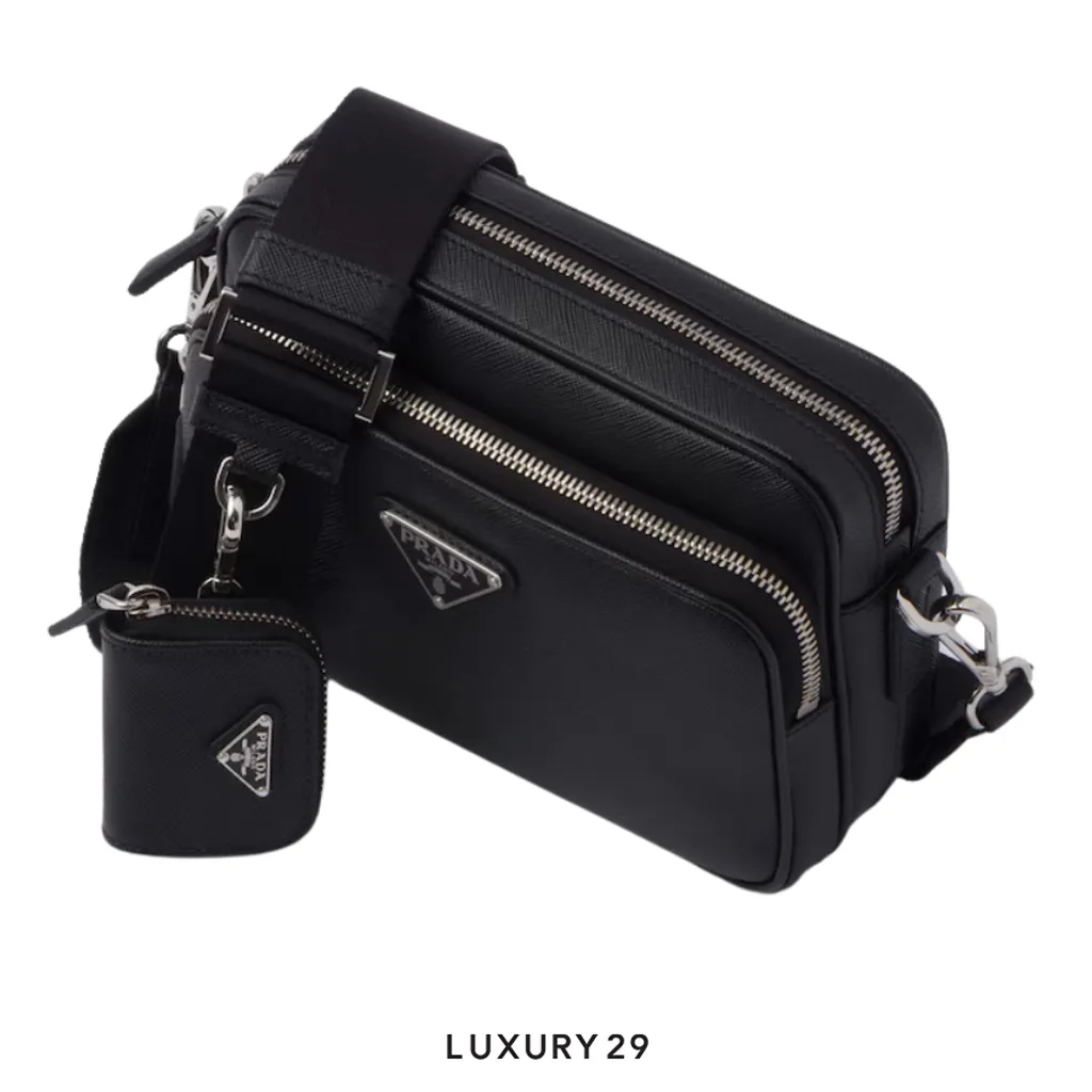 Prada Saffiano leather shoulder bag Black(Small, Black)
