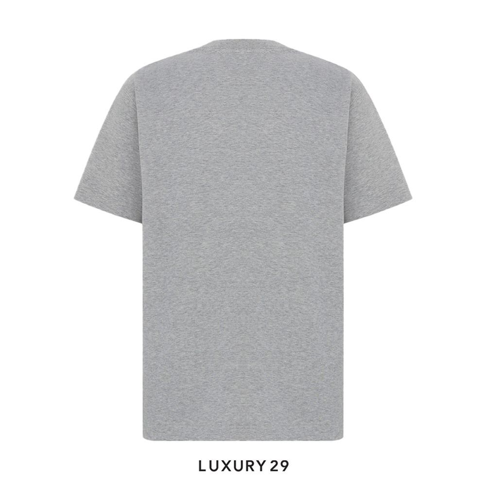 DIOR CD Icon T-Shirt Relaxed Fit Cotton Jersey Gray(XL, Grey)