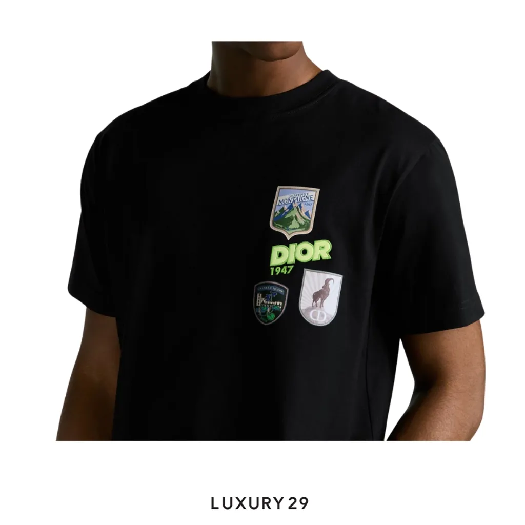 Dior Mountain T-Shirt Relaxed Fit Black Cotton Jersey(S, Black)