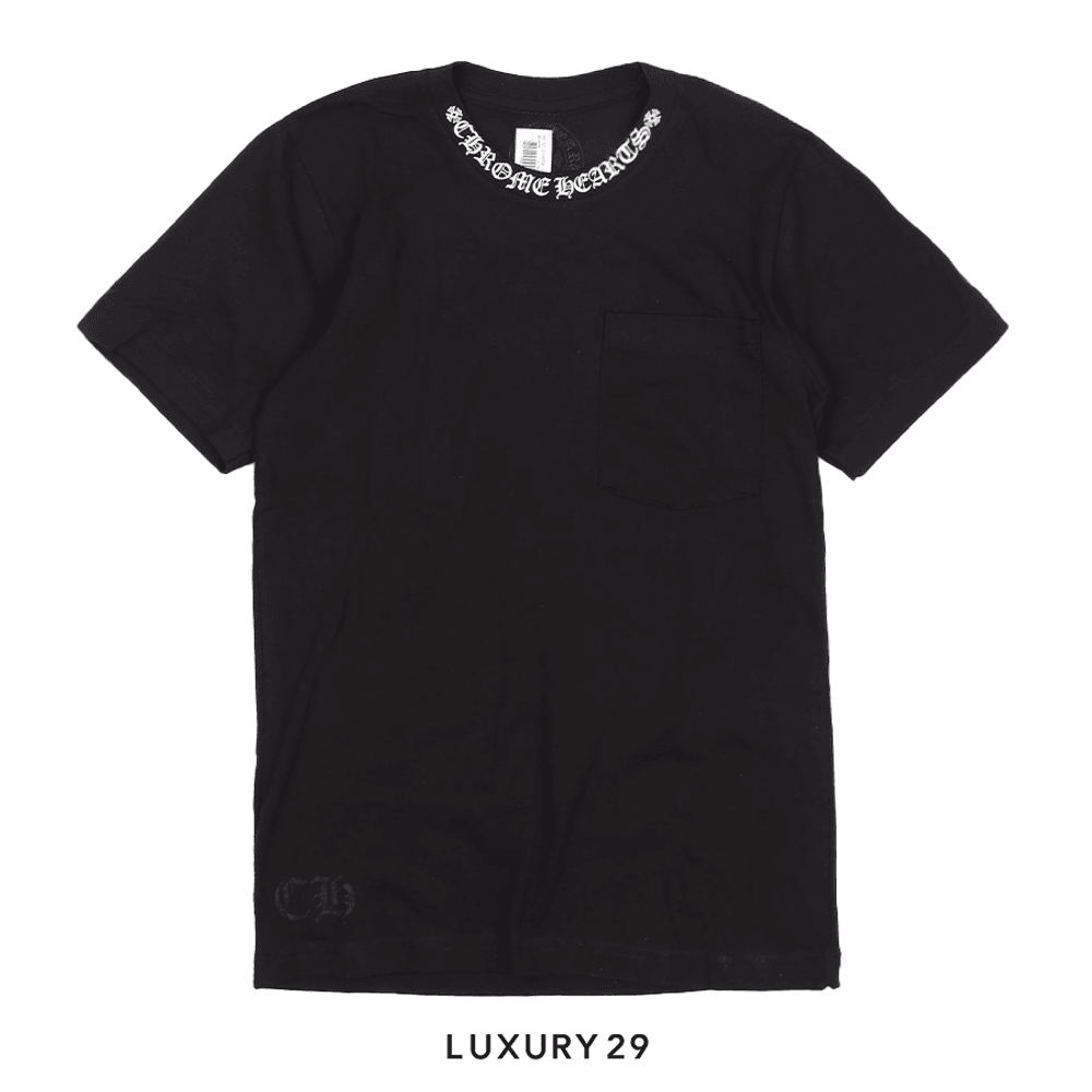 Chrome Hearts Neck Logo Horse Shoe T-Shirt Black/White(XL, Black)