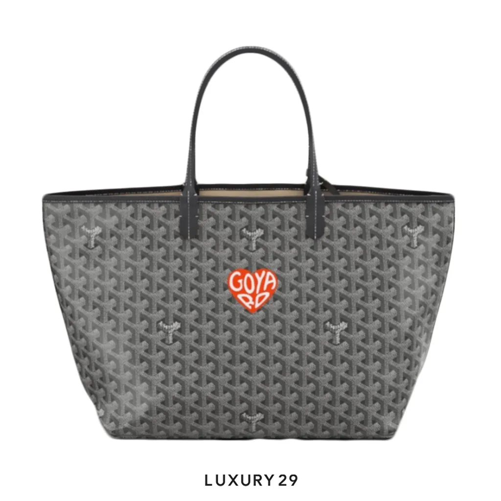 Goyard Saint Louis PM Bag Grey Hand-Painted Heart Orange(Small, Grey)